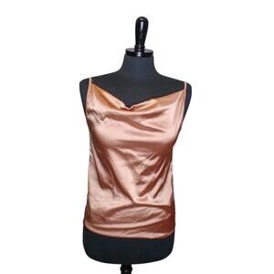 Metallic Camisole Top Draped Brown Tan Lingerie Y2K Club Fairy S